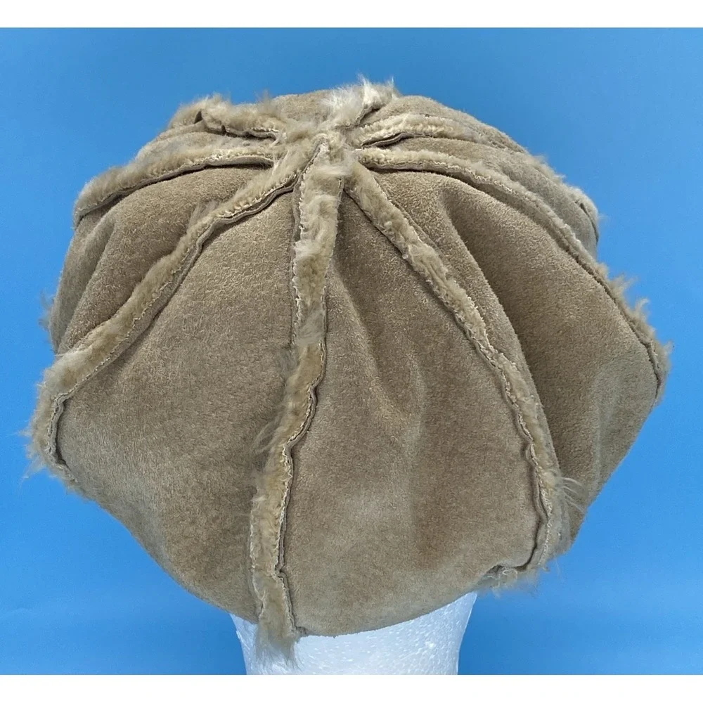 Vintage Wilsons Leather Maxima Shearling Suede Patchwork Newsboy Hat Gorpcore